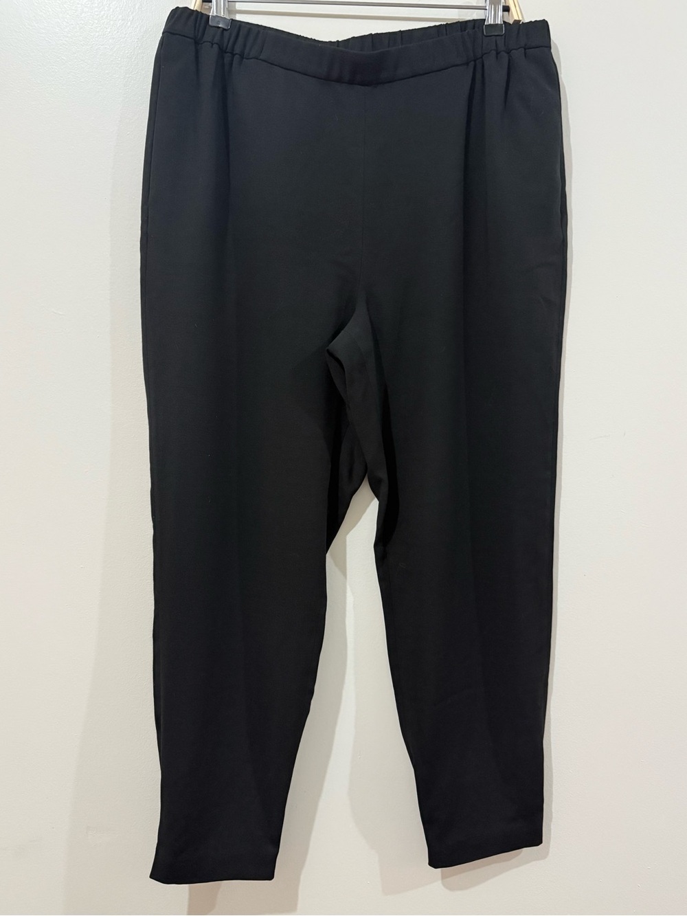 Cos Wool Blend Black Elastic Waist Pants Size 14 Career Wear
